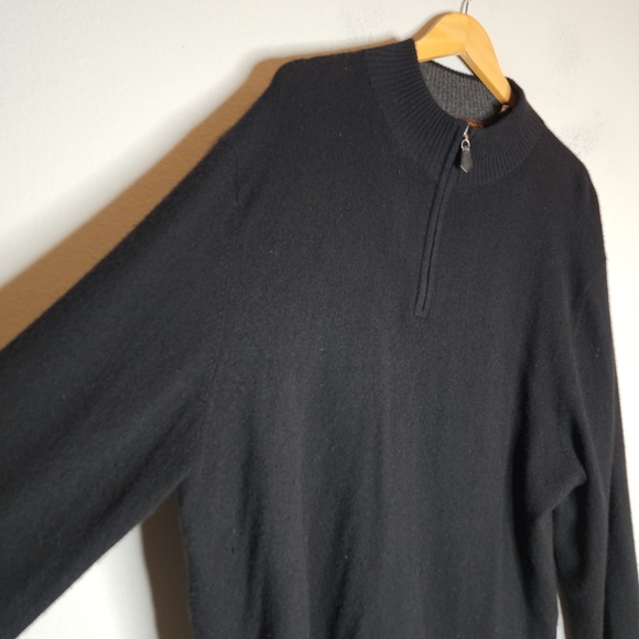 Paola Mondo 100% Cashmere Black Quarter-Zip Sweater Mens Size XXL (small flaw) - Picture 8 of 16